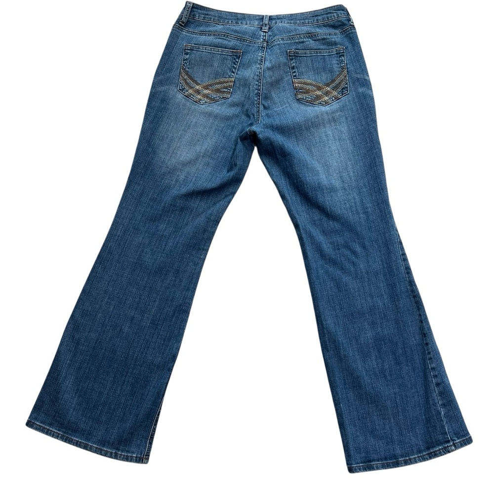 Ana Womens Flare Jeans SZ 14 35x32 Mid Rise Blue Western Embroidered Y2K Cowgirl